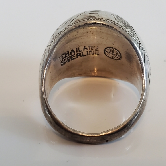 Vintage Sterling Silver Floral Engraved Design Ring Size 7 - Picture 4 of 4